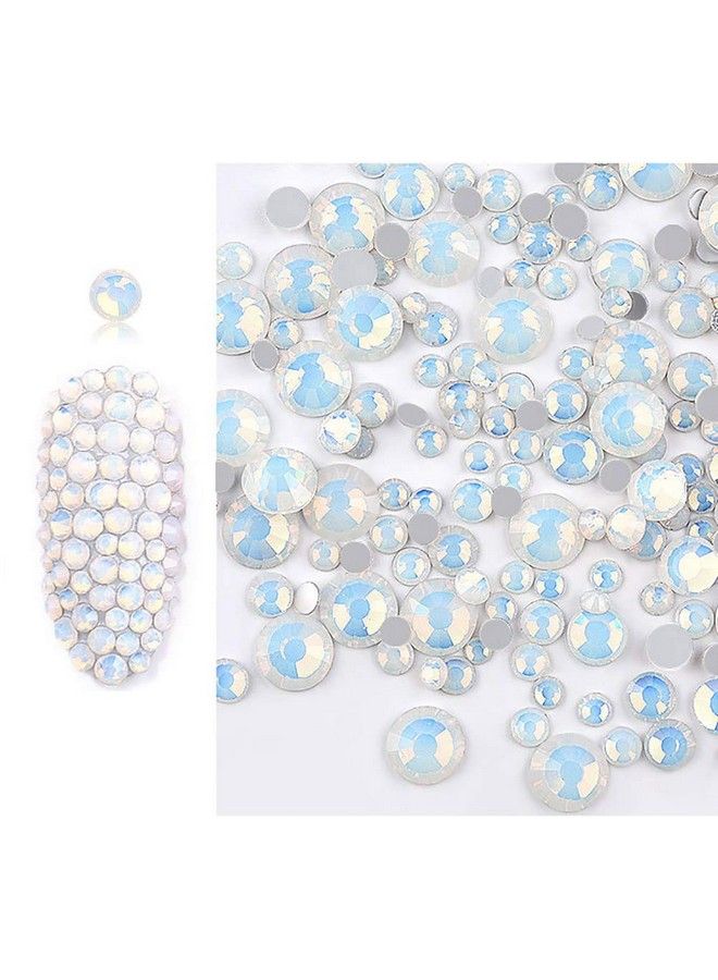 JHere Sparkly Opal Rhinestones For Nails 3D Nail Art Rhinestones Diy Nail Jewels Crafts Crystal Diamond Rhinestones And Charms Nail Decoration Flatback Gems Stones Opal White - Image 2