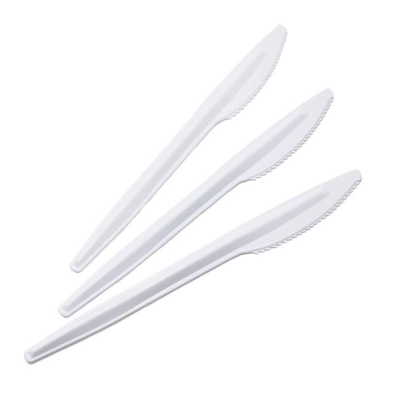 BluShine [600 Pack] White Disposable Plastic Knives - Practical Cutlery for Parties  Lunches  Picnics  and Long Trips - Great for Meals  Desserts  or Appetizers - Image 2