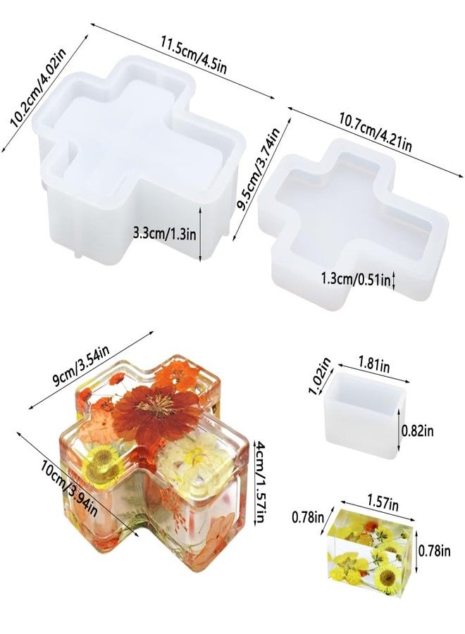 FineGood Cross Storage Box Resin Molds, FineGood Rectangle Cube Epoxy Resin Molds DIY Cross Jar Silicone Molds for Resin Jewelry Storage Box Candle Holder - Image 2
