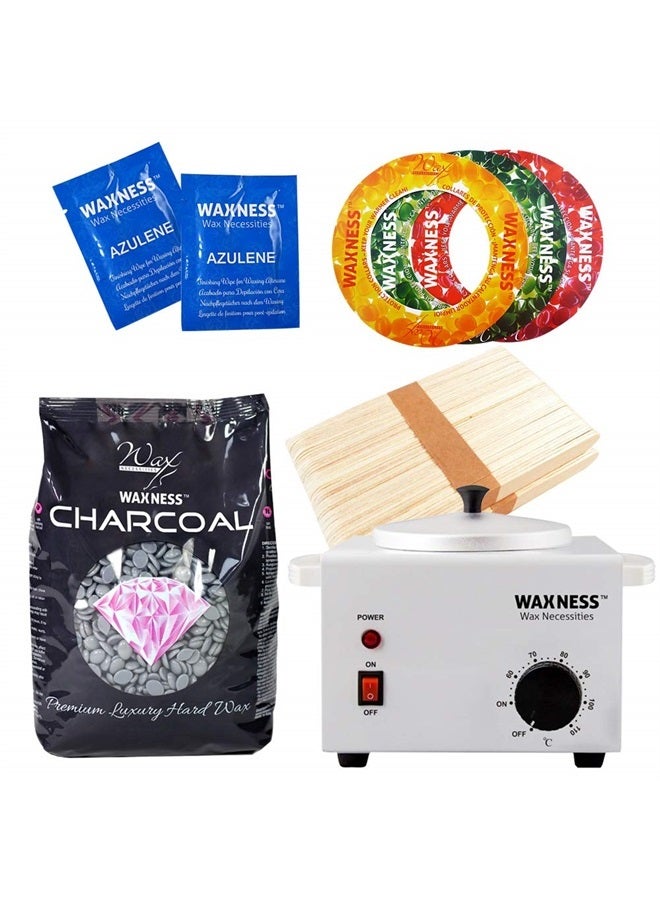 wax necessities Waxness Premium Luxury Polymer Blend Charcoal Waxing Kit with 1.1 Pound Wax Bag - Image 1