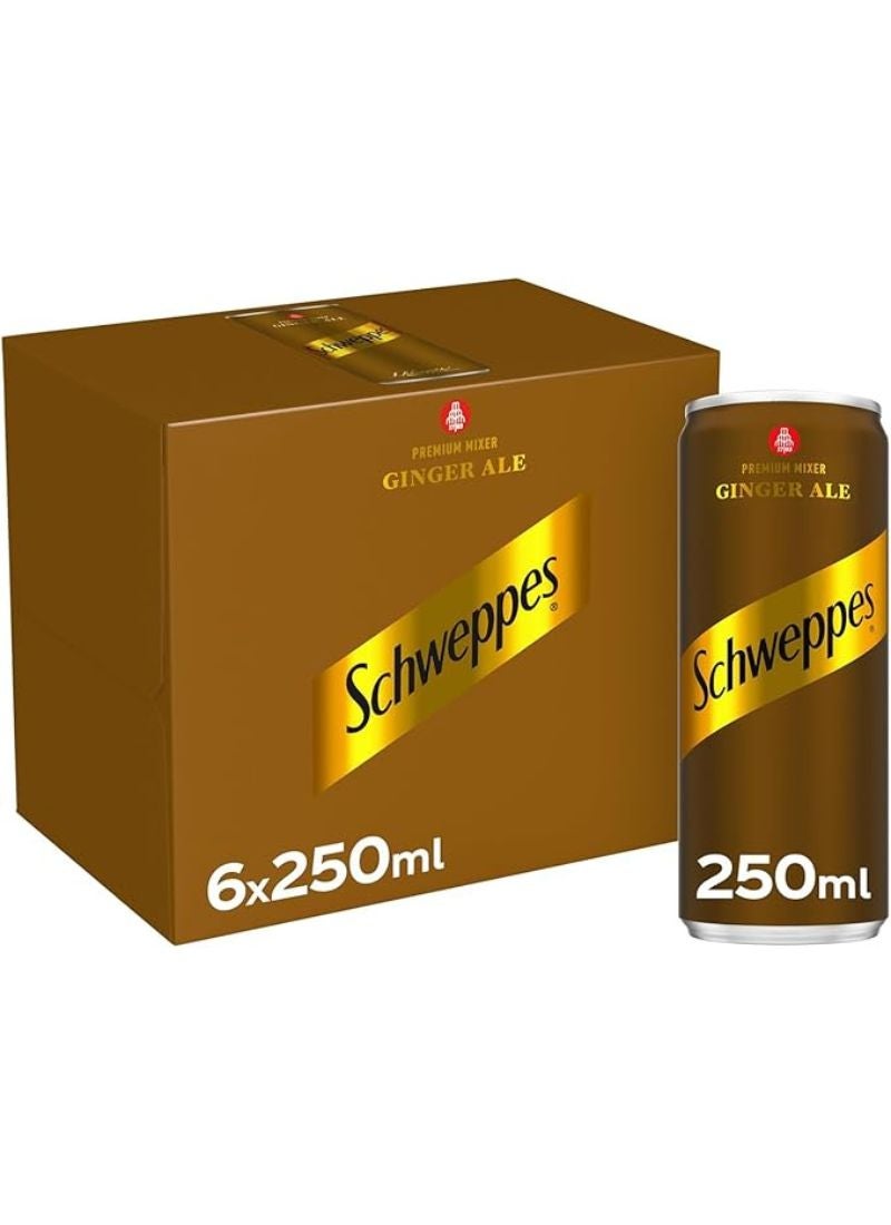 Schweppes Ginger Ale Premium Sparkling Carbonated Drink Can 6 x 250ml - Image 1