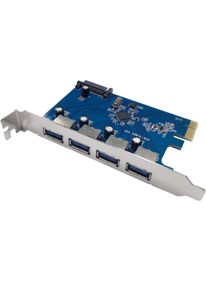 كارت توسعة PCIe USB 3.0 بأربعة منافذ سرعة فائقة حتى 5 جيجابت في الثانية للكمبيوتر المكتبي لتوصيل أجهزة متعددة وسهل التركيب والأداء المستقر