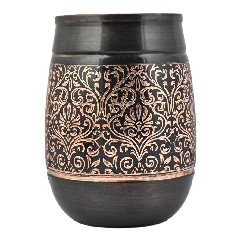 HealthGoodsIn Copper Tumbler Set of 2, Floral Pattern, 250 Ml (8.45 US Fluid Ounce) Capacity For Ayurveda Health Benefits (Straight) - Image 5