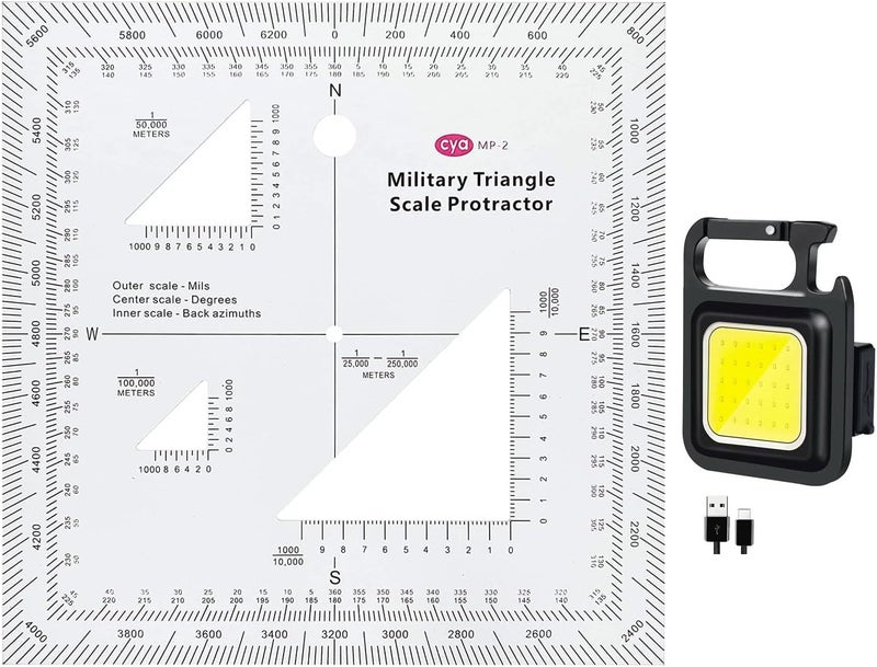 Gotical 1.2mm Transparent Plastic Military UTM/MGRS Coordinate Scale Map Reading and Land Navigation Topographical Map Scale, Protractor and Grid Coordinate Reader - Image 1