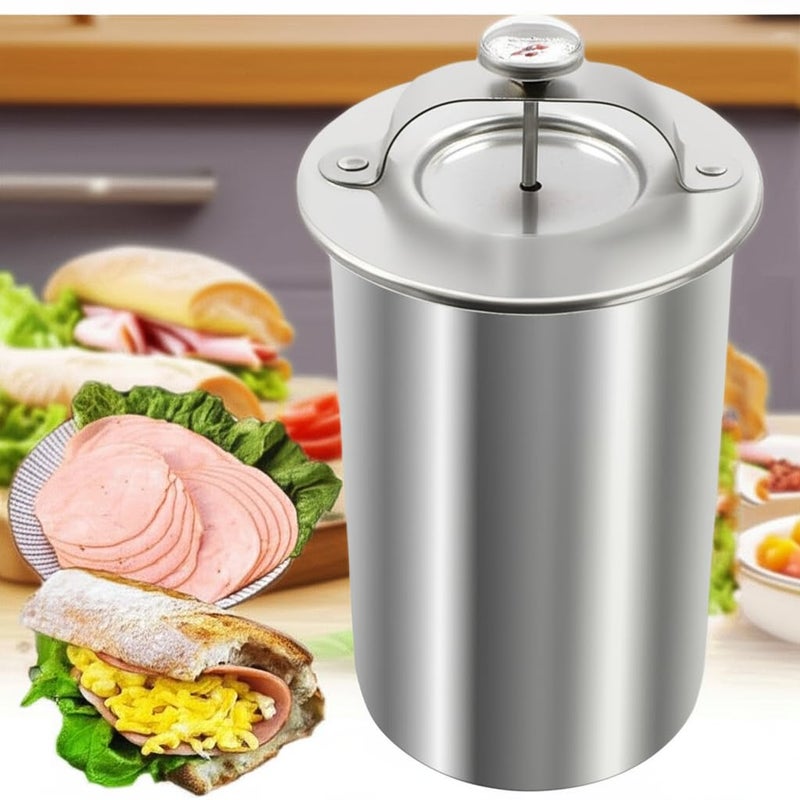 Joyeee Ham Maker Meat Press  Joyeee Deli Meat Press Mold for Deli Meats with Thermometer Food Grade Stainless Steel Gourmet Cooking Tools for Making Homemade Sandwich Lunchmeat Seafood Poultry Patty 
