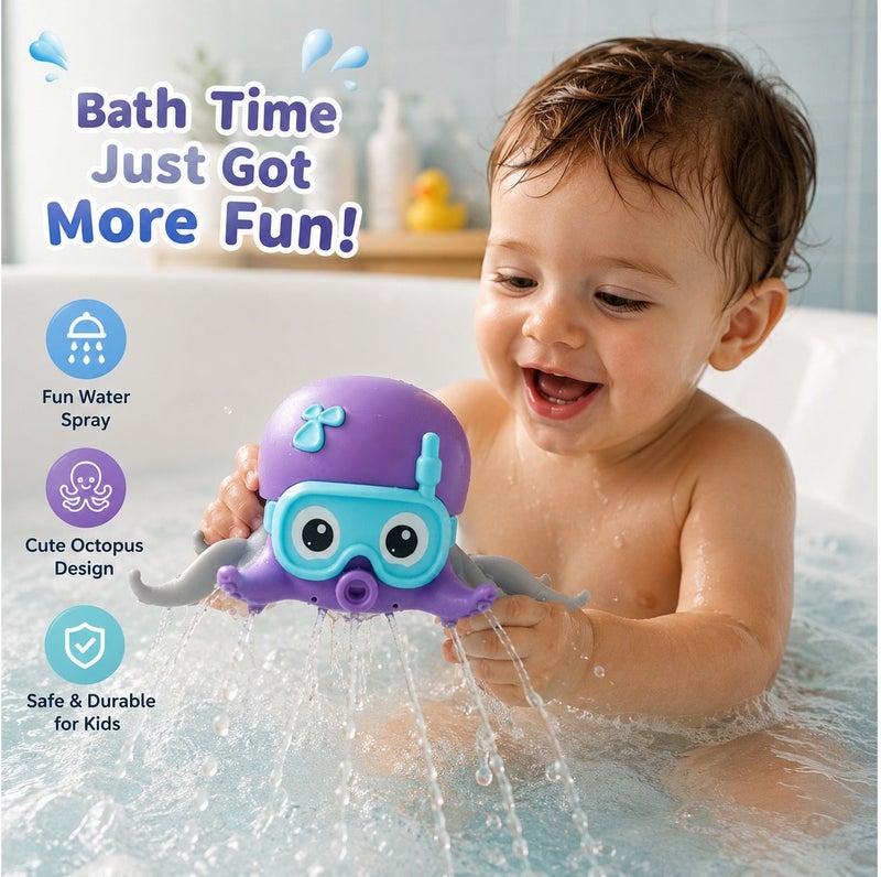 SPARKERR Baby Bathtub toy, Cute crawling Octopus toy for small toddlers baby boy girl, Preschool educational shower toy, Early learning creative toy for kids, Water pool toy for children - Image 1