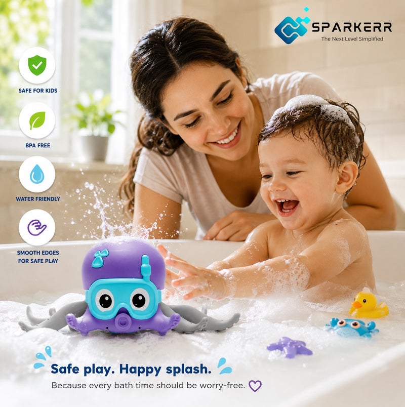 SPARKERR Baby Bathtub toy, Cute crawling Octopus toy for small toddlers baby boy girl, Preschool educational shower toy, Early learning creative toy for kids, Water pool toy for children - Image 2
