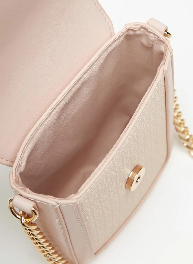 فلورا بيلا من شو إكسبرس Women's Monogram Print Crossbody Bag With Chain Strap And Button Closure