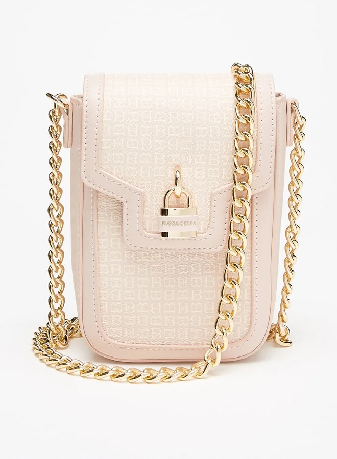فلورا بيلا من شو إكسبرس Women's Monogram Print Crossbody Bag With Chain Strap And Button Closure
