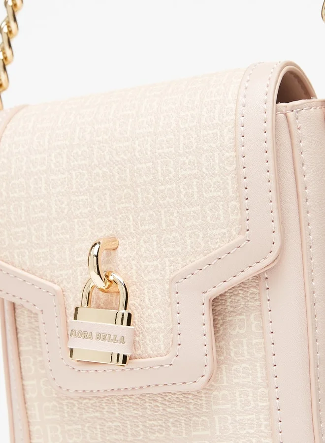 فلورا بيلا من شو إكسبرس Women's Monogram Print Crossbody Bag With Chain Strap And Button Closure