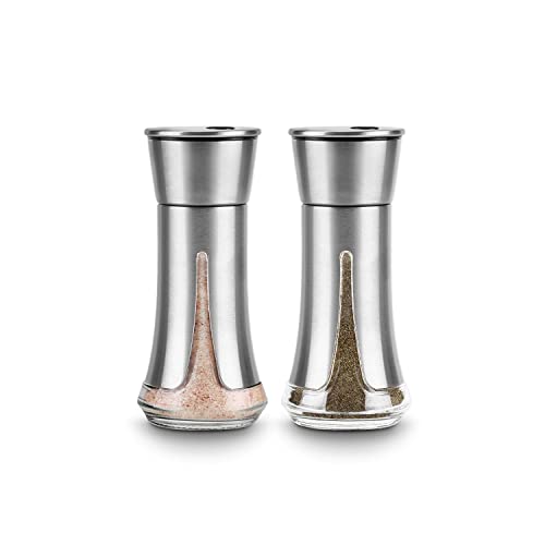 Salt and Pepper Shakers by Aelga  Salt Shaker with Adjustable Pour Holes for Himalayan Kosher