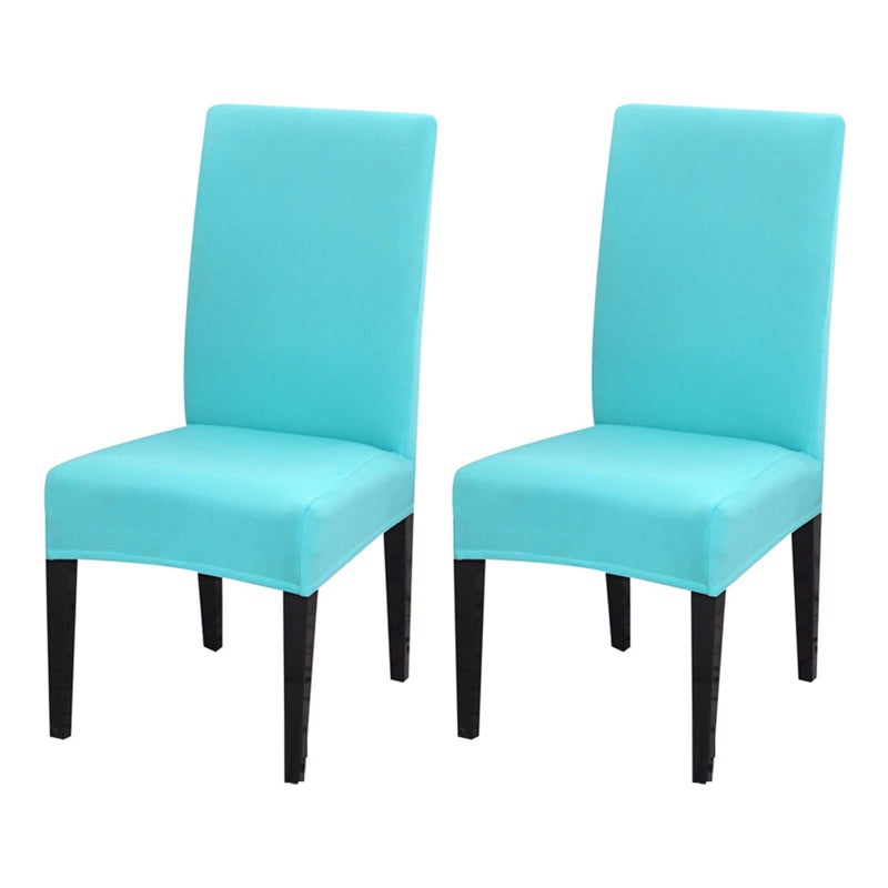 Dimatic 2 Pack Dining Chair Covers Stretch Spandex Removable Washable Protector Chair Slipcovers for Dining Room Kitchen Hotel Sky Blue
