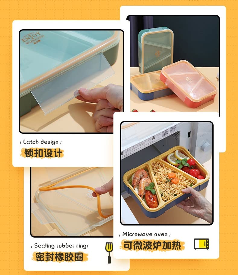 Mayatra's Lunch Box for Kids - Tiffin Box for Snacks, Plastic Lunch Box for Office Women and Men, Lunch Box with Fork & 3 Compartments Multi Color - Image 4