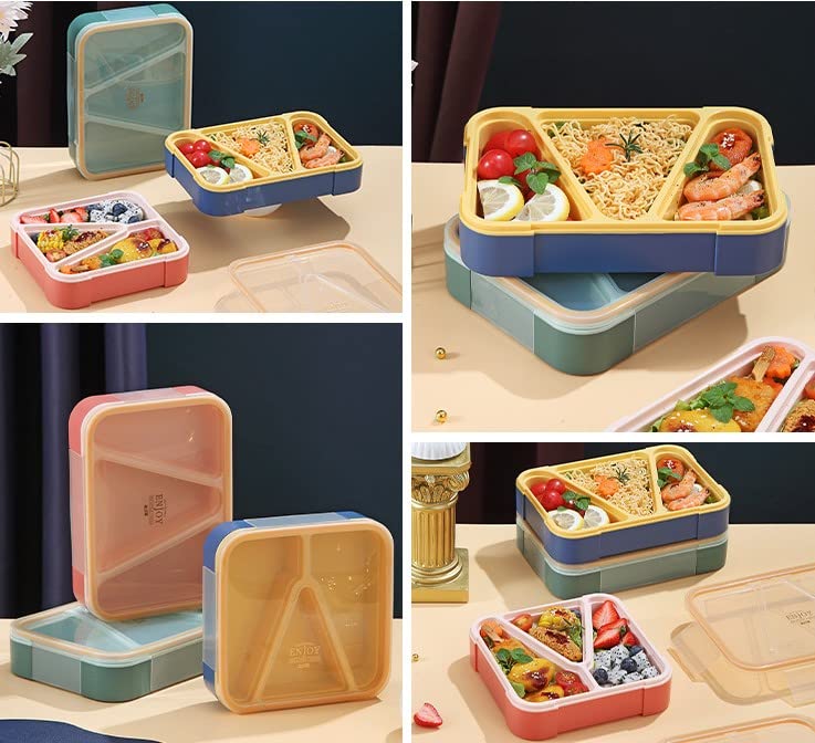 Mayatra's Lunch Box for Kids - Tiffin Box for Snacks, Plastic Lunch Box for Office Women and Men, Lunch Box with Fork & 3 Compartments Multi Color - Image 3