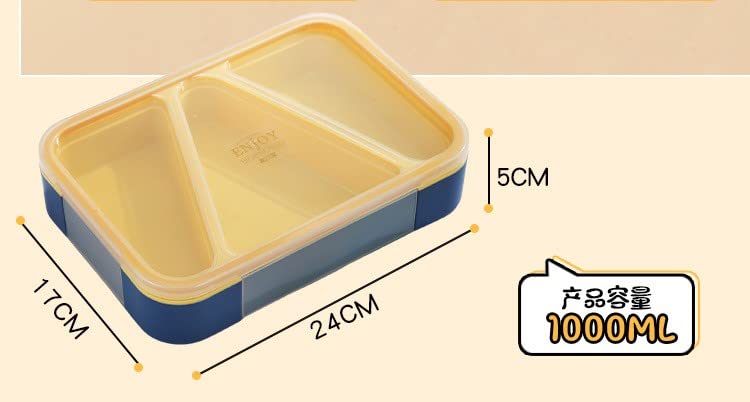 Mayatra's Lunch Box for Kids - Tiffin Box for Snacks, Plastic Lunch Box for Office Women and Men, Lunch Box with Fork & 3 Compartments Multi Color - Image 2