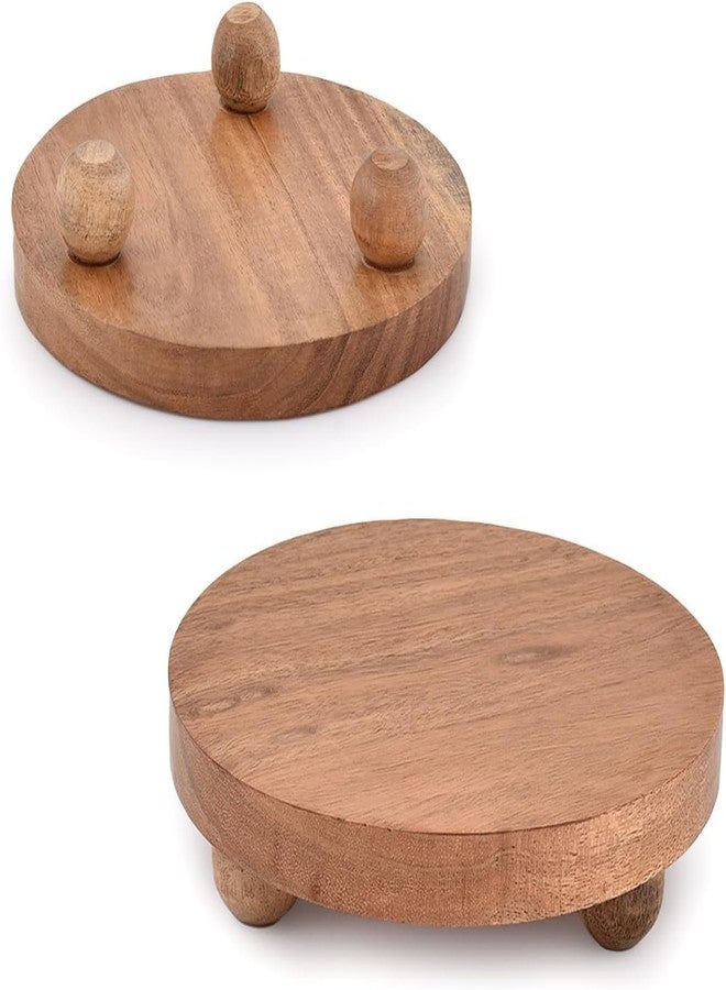 NIRMAN Display Stands Acacia Wood Farmhouse Decorative , Distressed Finish for Indoor Rustic Decorative Display Stand for Kitchen Counter Décor ( 4" x 4" x 1.5") (Set of 2) - Image 4