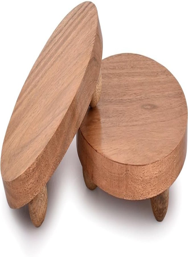 NIRMAN Display Stands Acacia Wood Farmhouse Decorative , Distressed Finish for Indoor Rustic Decorative Display Stand for Kitchen Counter Décor ( 4" x 4" x 1.5") (Set of 2) - Image 2