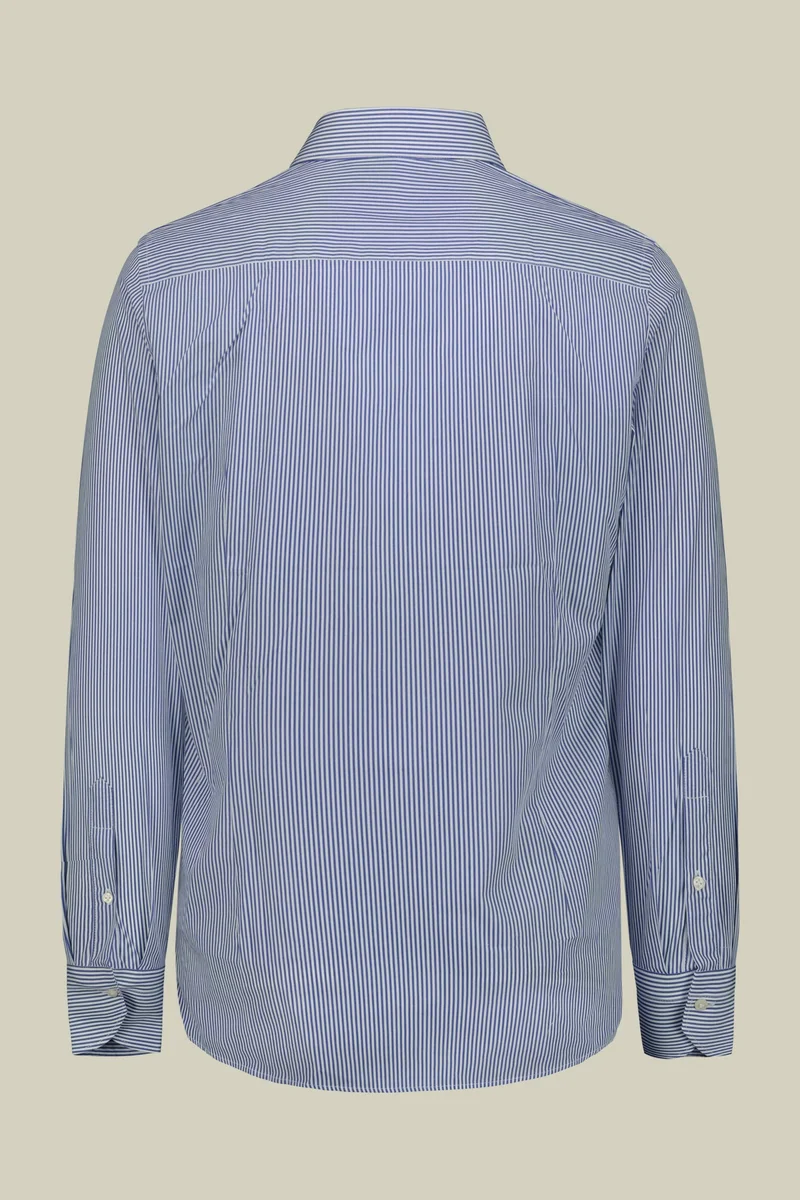 Doppelganger Blue Men's shirt with classic collar in 100% striped cotton - White/Blue for Men | Best Price UAE