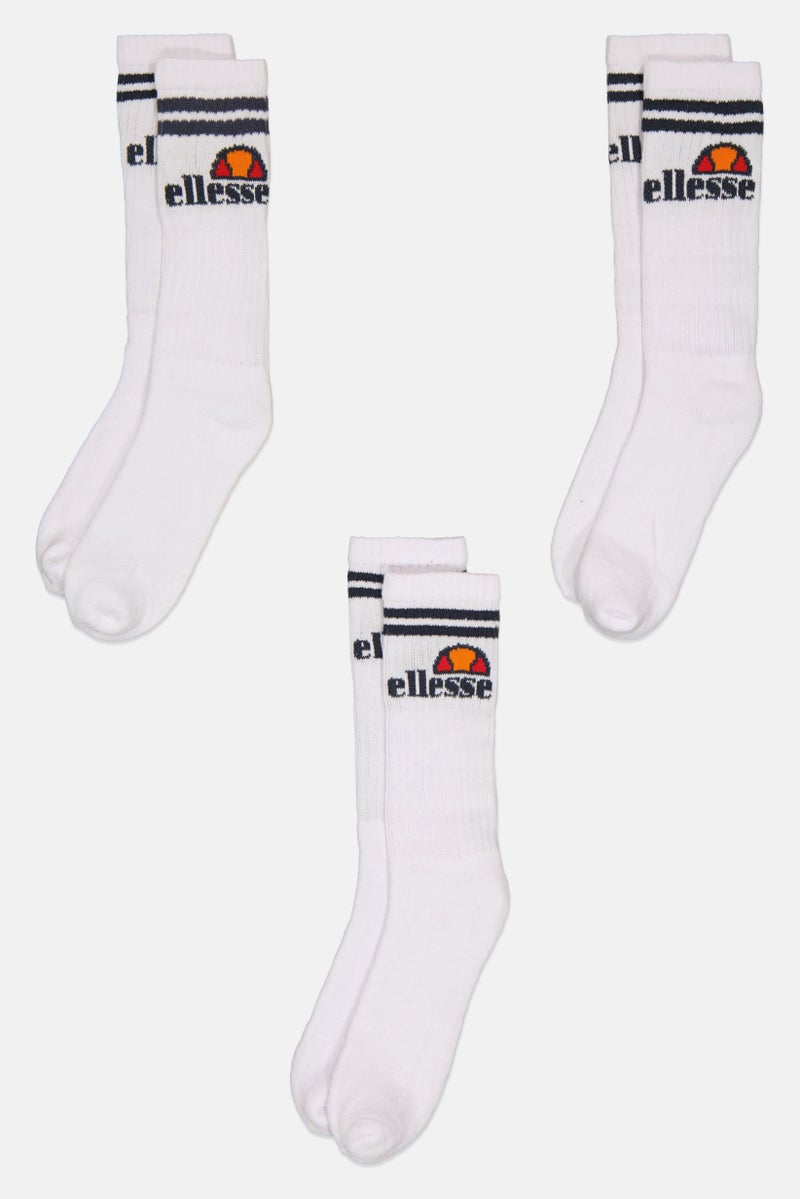 Ellesse جوارب طويلة للرجال 3 قطع بشعار العلامة التجارية، أبيض - Image 3