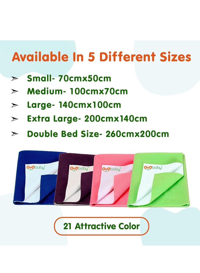 OYO Baby Reuseable Waterproof Dry Sheet for New
  Toddler Infant Baby | Extra Absorbent Quick Dry Sheet | Instadry Anti-Piling
  Fleece Baby Bed Protector Sheet | Pack of 2 (Small - 70 cm x 50 cm), Blue - Image 2