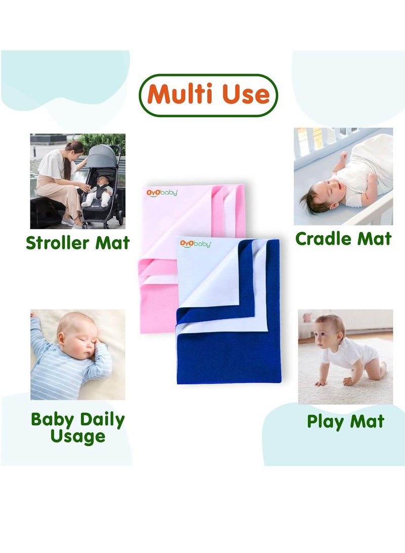 OYO Baby Reuseable Waterproof Dry Sheet for New
  Toddler Infant Baby | Extra Absorbent Quick Dry Sheet | Instadry Anti-Piling
  Fleece Baby Bed Protector Sheet | Pack of 2 (Small - 70 cm x 50 cm), Blue - Image 5