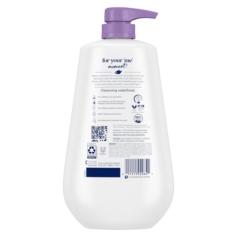 Dove Body Wash with Pump Relax Lavender Oil & Chamomile For 24hr Lotion-Soft Skin Moisturizing Skin Cleanser with No Sulfates No Parabens 30.6 Oz - Image 2