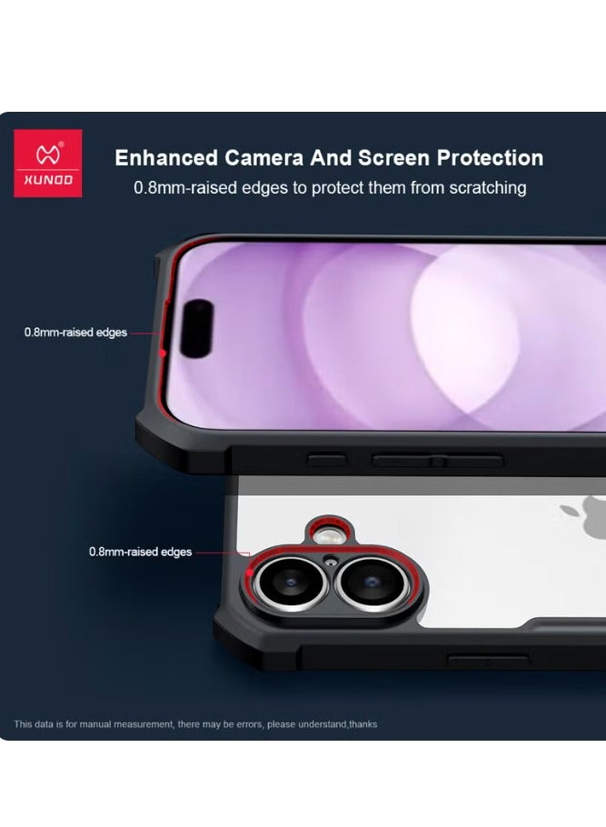 Xundo Clear Case for iPhone 16 | Premium Rugged | Durable Shock-absorbing Frame | Black Border | Thermoplastic Polyurethane | Airbag Anti-drop Protection - Clear - Image 5