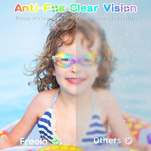 Freela Kids Swim Goggles 2 Pack Swimming Goggles for Kids 6-14 5-7 4-7 3-6 3-5 Boys Girls Toddler Goggles Anti Fog UV Protection Waterproof No Leak Clear Swim Goggles Water Pool Beach Goggles - Image 4