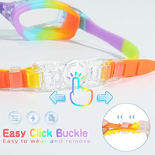 Freela Kids Swim Goggles 2 Pack Swimming Goggles for Kids 6-14 5-7 4-7 3-6 3-5 Boys Girls Toddler Goggles Anti Fog UV Protection Waterproof No Leak Clear Swim Goggles Water Pool Beach Goggles - Image 5