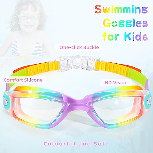 Freela Kids Swim Goggles 2 Pack Swimming Goggles for Kids 6-14 5-7 4-7 3-6 3-5 Boys Girls Toddler Goggles Anti Fog UV Protection Waterproof No Leak Clear Swim Goggles Water Pool Beach Goggles - Image 2