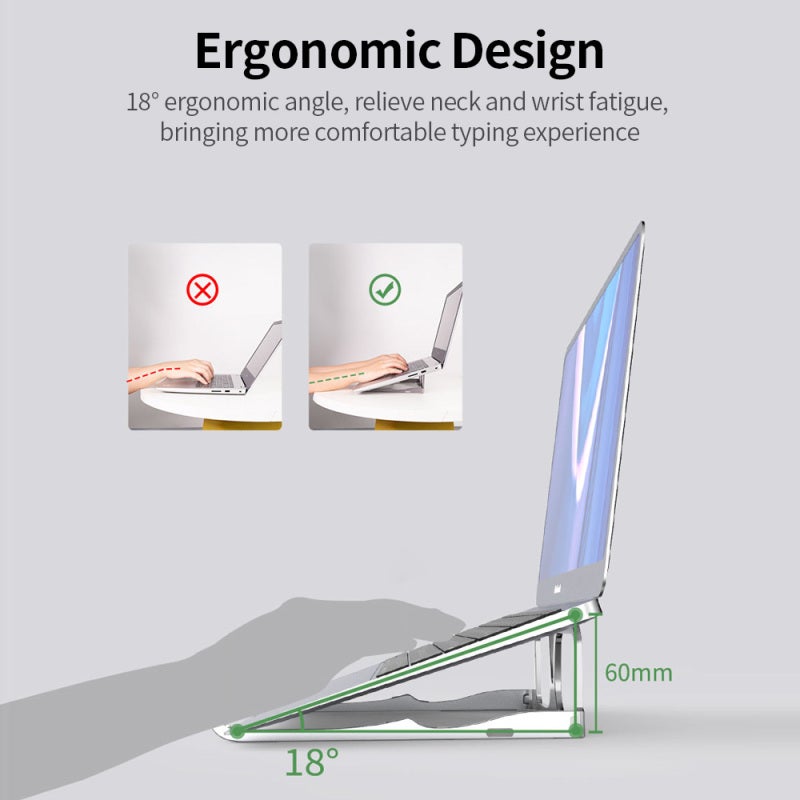Rose Gold Laptop Stand: 18° Ergonomic Angle Foldable Aluminum Alloy Holder - Non-slip Heat Dissipation Support for Home Office Travel - Image 3