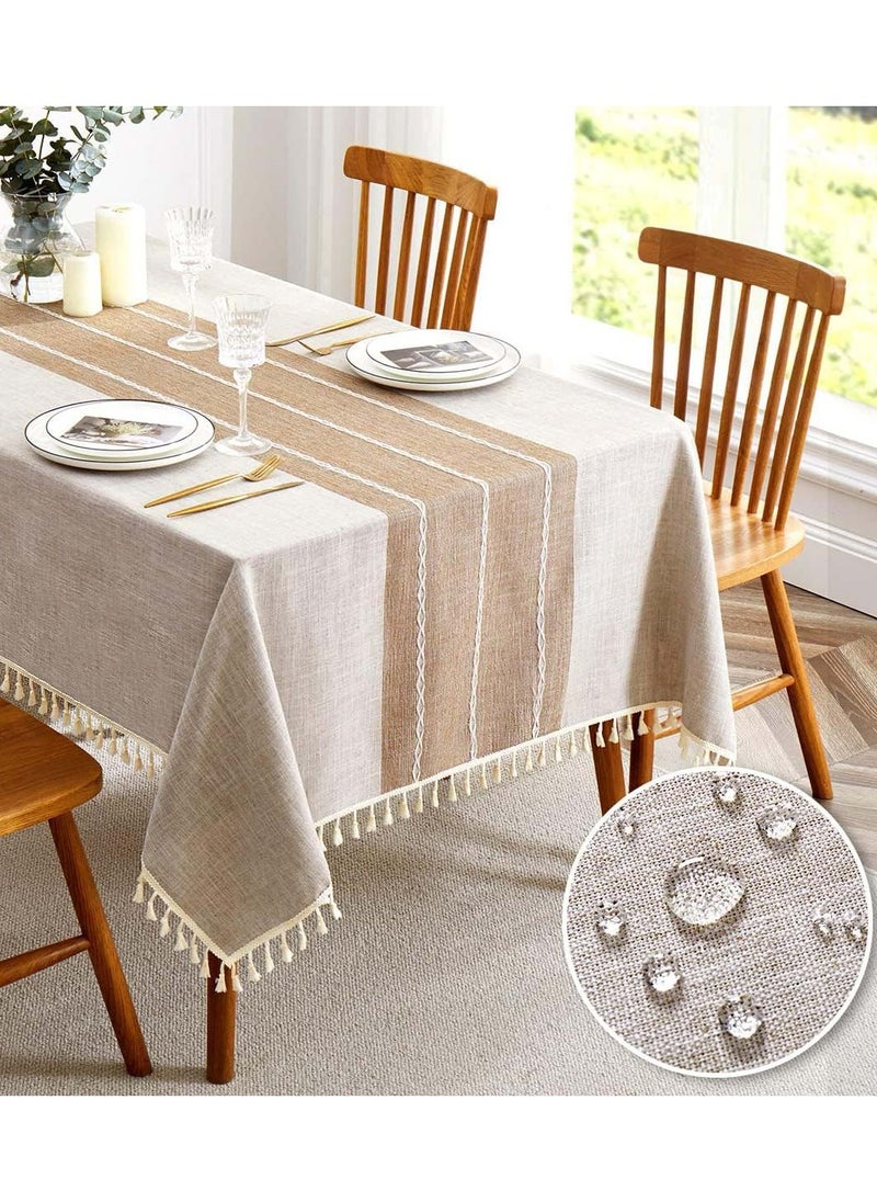 YIM-VIBEHAUS Tablecloth Table Cover for Dining Table, Oil Resistant Cotton Linen Rectangle Table Cloth（140 X 180 cm）  - Image 1