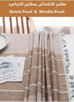 YIM-VIBEHAUS Tablecloth Table Cover for Dining Table, Oil Resistant Cotton Linen Rectangle Table Cloth（140 X 180 cm）  - Image 3