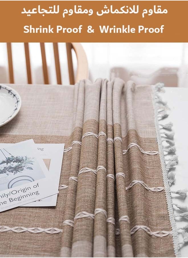 YIM-VIBEHAUS Tablecloth Table Cover for Dining Table, Oil Resistant Cotton Linen Rectangle Table Cloth（140 X 180 cm）  - Image 3