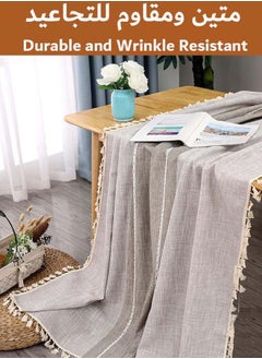 YIM-VIBEHAUS Tablecloth Table Cover for Dining Table, Oil Resistant Cotton Linen Rectangle Table Cloth（140 X 180 cm）  - Image 4