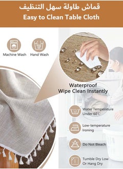 YIM-VIBEHAUS Tablecloth Table Cover for Dining Table, Oil Resistant Cotton Linen Rectangle Table Cloth（140 X 180 cm）  - Image 5