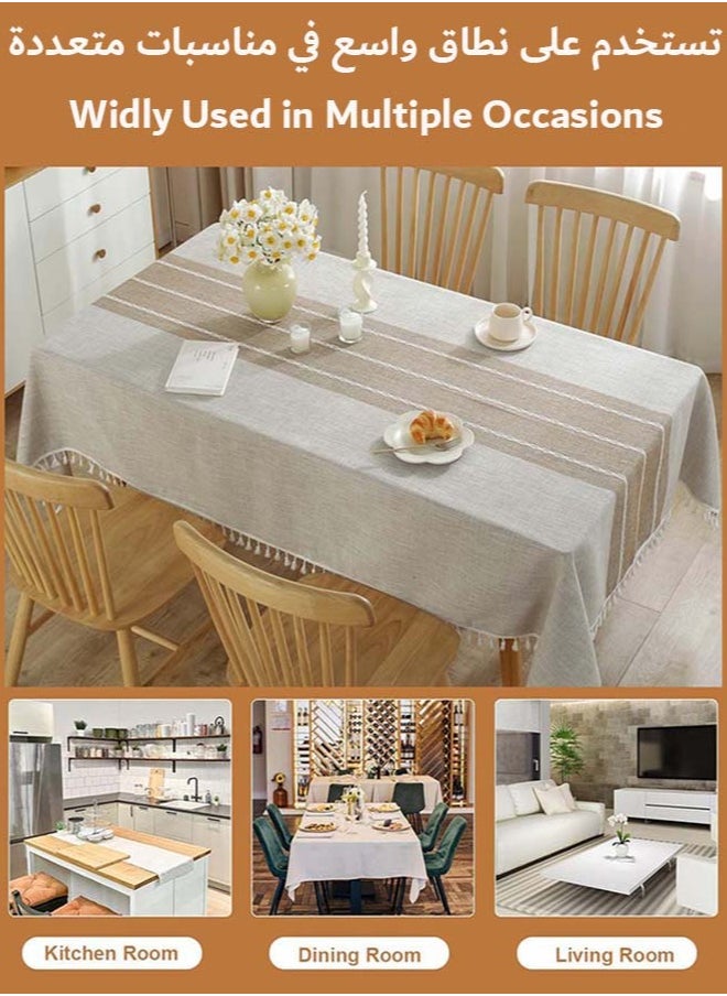 Tablecloth Table Cover for Dining Table, Oil Resistant Cotton Linen Rectangle Table Cloth（140 X 180 cm）