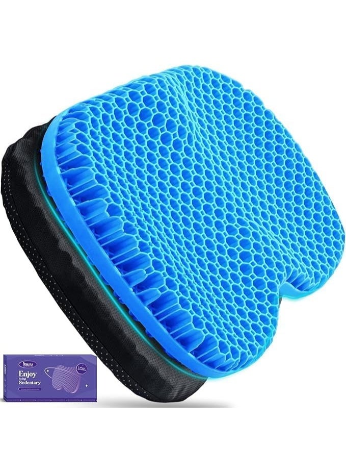 Egg Sitter Gel Seat Cushion Comfort Blue Design Gel Pad Provides Excellent Support for Lower Back, Spine, Hips Promotes Venting & Good Sitting Posture for Office Chair Car Sitter Wheelchair - Image 1
