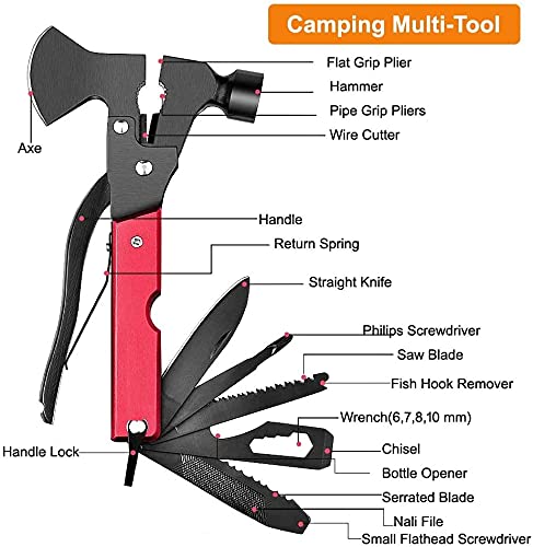 Rollyware Stainless Steel 15 in 1 Multipurpose Tool Kit, Portable & Heavy Duty, Light Weight & Durable Emergency Pocket Multi Tool Kit, Suitable as Camping Multitool (Axe, Hammer & More) Dark Brown - Image 2