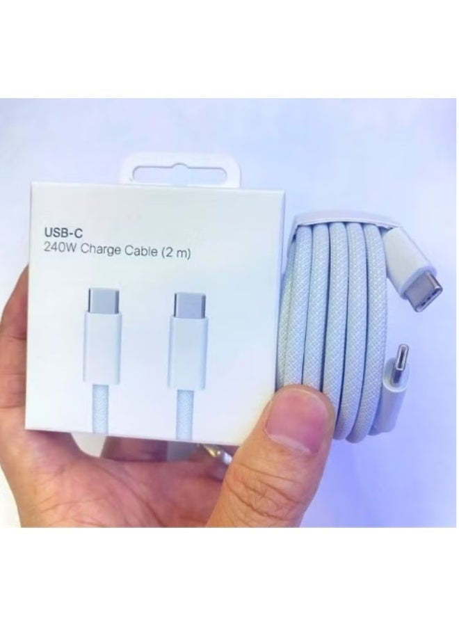 240W 2m USB-C charging cable compatible with iPhone 16 and 15 Tab C x Tab C - Image 1