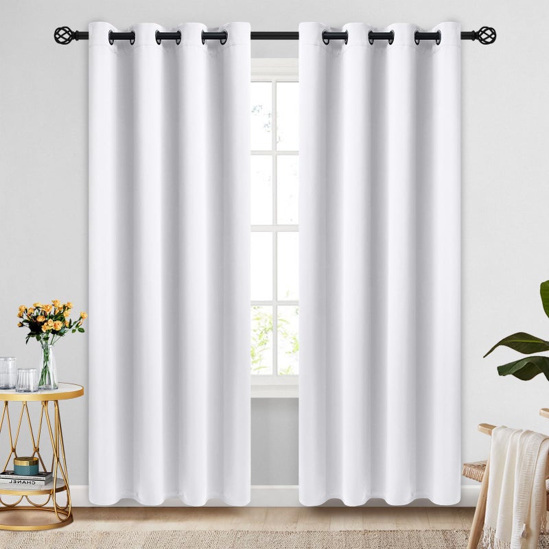COSVIYA Blackout Curtains 84 inch length 2 panels set Pure White Room Darkening Window Treatments Insulated Thermal Curtain Drapes for Bedroom/Living Room 52x84 inches - Image 1