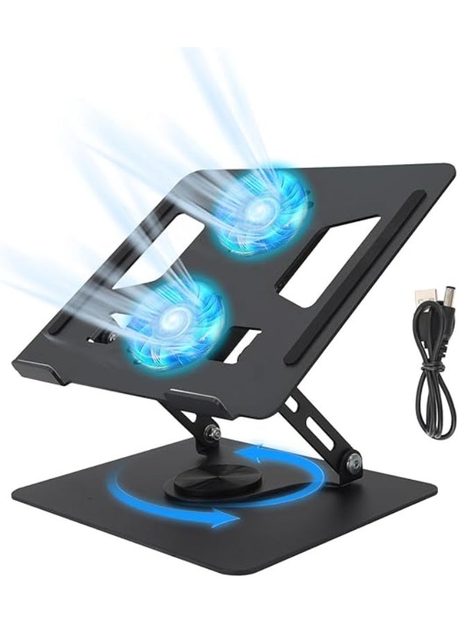 قاعدة تبريد لابتوب قابلة للدوران 360 درجة - صامت وعملي مع مروحة قوية وحامل مريح - جودة عالية لـ الاستخدام اليومي - Image 1