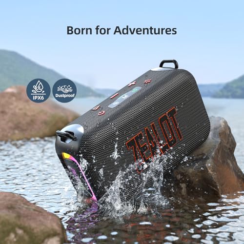 ZEALOT Bluetooth Speaker, 60W(Peak) Speaker Bluetooth Wireless, Portable Outdoor Speakers IPX6 Waterproof, Stereo Loud Sound with Deep Bass,Dual Pair/BT5.3/EQ/TF/AUX, for Pool/Party/Travel - Image 4