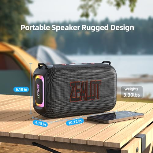 ZEALOT Bluetooth Speaker, 60W(Peak) Speaker Bluetooth Wireless, Portable Outdoor Speakers IPX6 Waterproof, Stereo Loud Sound with Deep Bass,Dual Pair/BT5.3/EQ/TF/AUX, for Pool/Party/Travel - Image 5