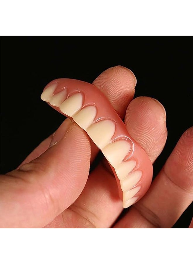 INSTANT 1 Pair False Teeth Veneers Top and Bottom Instant Veneers Fake Teeth White Dentures Instant Smile Veneers Cosmetic Teeth Whitening Temporary Prosthesis Teeth with Thermal Beads for Men Women Adult  - Image 3