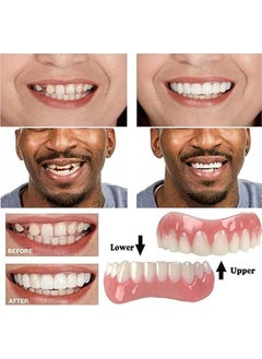 1 Pair False Teeth Veneers Top and Bottom Instant Veneers Fake Teeth White Dentures Instant Smile Veneers Cosmetic Teeth Whitening Temporary Prosthesis Teeth with Thermal Beads for Men Women Adult - pzsku/ZBEE4884EBC6198DC9271Z/45/_/1715675692/7002ae3c-a22f-4ea6-bc6e-50d37c3fdd0f