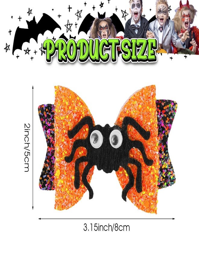 Sibba 2 PCS Halloween Hair Clips, Glitter Spider Hair Bow for Halloween, Halloween Ghost Hair Clips for Girls, Cartoon Halloween Hair Accessories for Cosplay Costume & Party Supplies - Image 2