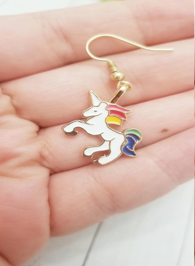 High Trendz Stylish,Trendy And Light Weight Enamel Gold Plated Charm Earrings For Women And Girls (Unicorn) - Image 3