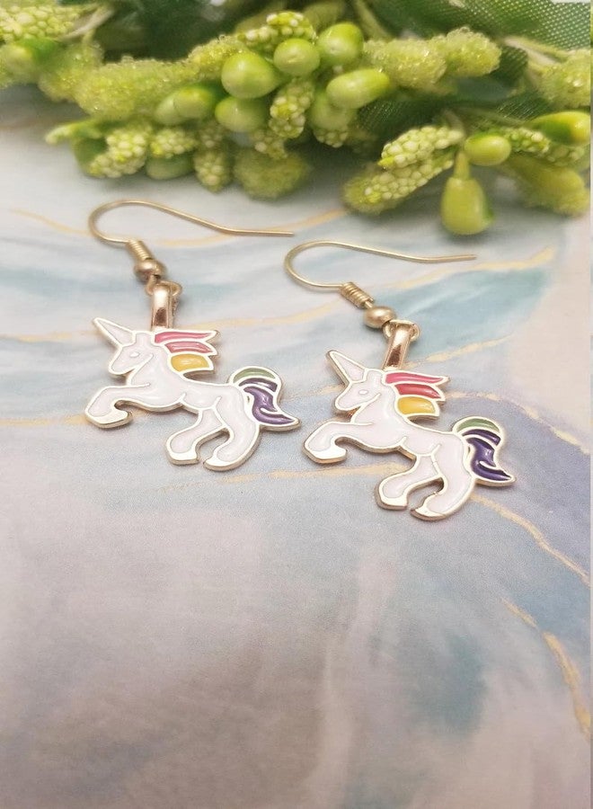 High Trendz Stylish,Trendy And Light Weight Enamel Gold Plated Charm Earrings For Women And Girls (Unicorn) - Image 4