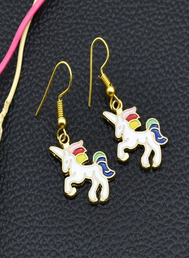 High Trendz Stylish,Trendy And Light Weight Enamel Gold Plated Charm Earrings For Women And Girls (Unicorn) - Image 5